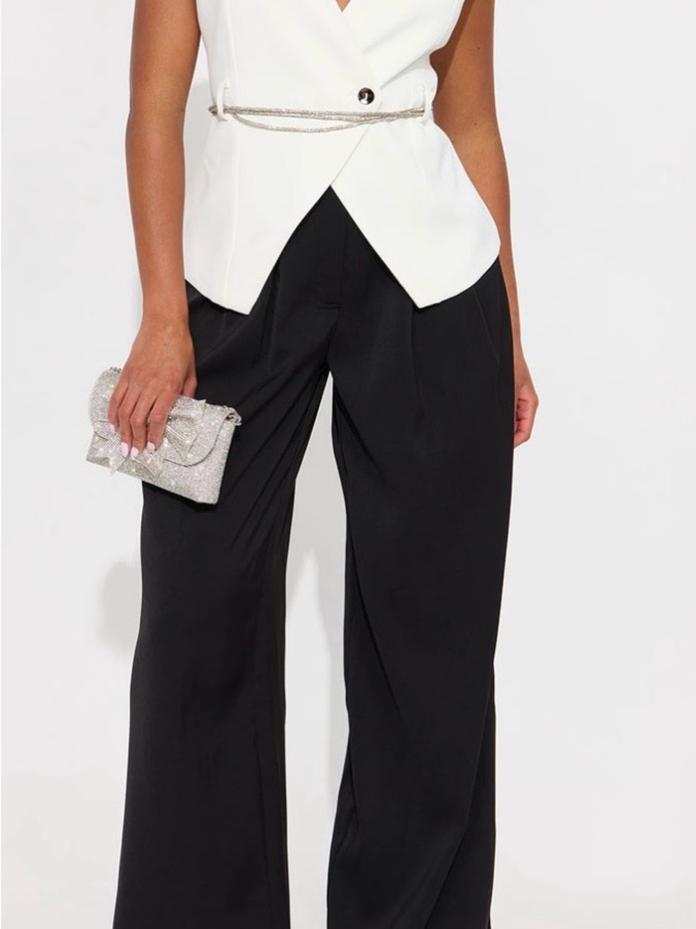 Fashion Nova Black Wide-Leg Dress Pants
